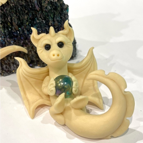 Set of 2 Polymer Clay Dragons, handmade collectible figurines - Picture 5 of 11